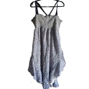 Kisuii Smocked Open Side Blue floral dress